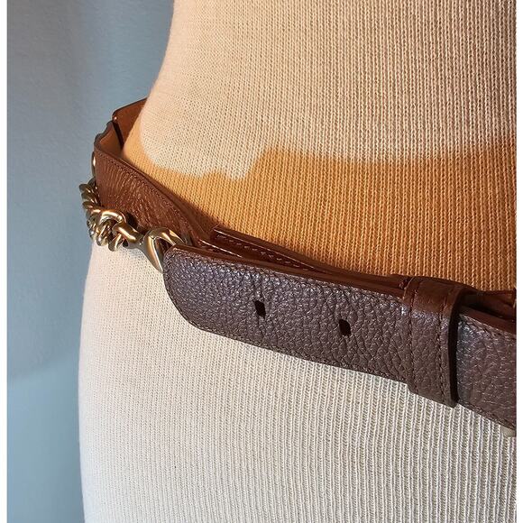 Vintage womens SZ M (36 inches) Talbot Leather Belt Western gold chain details - Picture 8 of 12